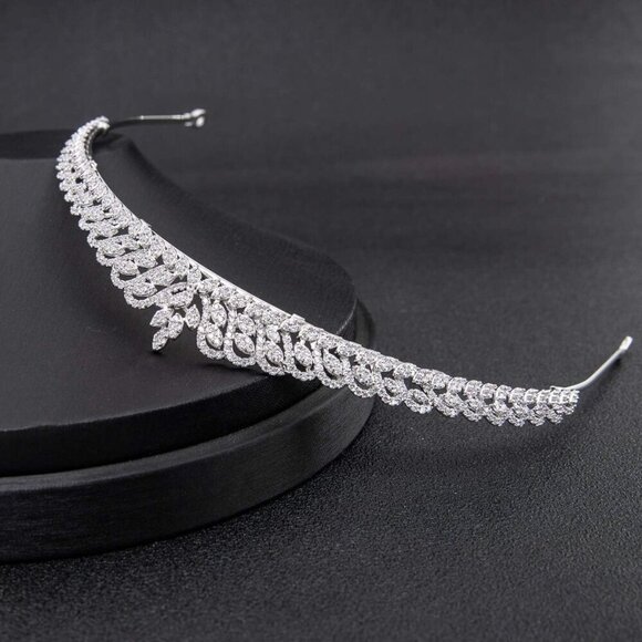 Cubic Zirconia Bridal Tiara Copper Platinum Plated Wedding Hair Accessory main image 5